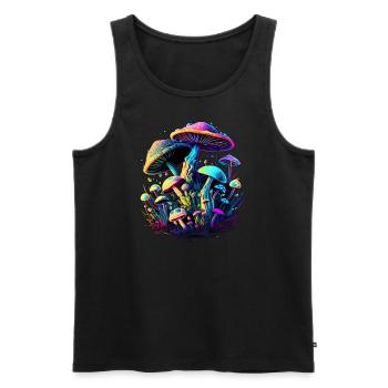 Psychedelic Mushroom - Männer Premium Bio Tank Top - Schwarz - Vorne - AI Model Male 178 light (178cm)