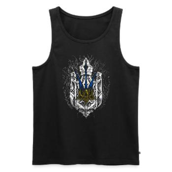 Wappen der Ukraine (Tryzub) - Männer Premium Bio Tank Top - Schwarz - Vorne - Michal (187cm)