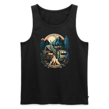 A life without camping is possible, but pointless - Men's Premium Organic Tank Top - black - Front - Michal (187cm)