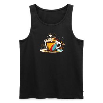 Café Espresso Mug Pop Art - Débardeur bio Premium Homme - noir - Devant - AI Model Male 178 light (178cm)