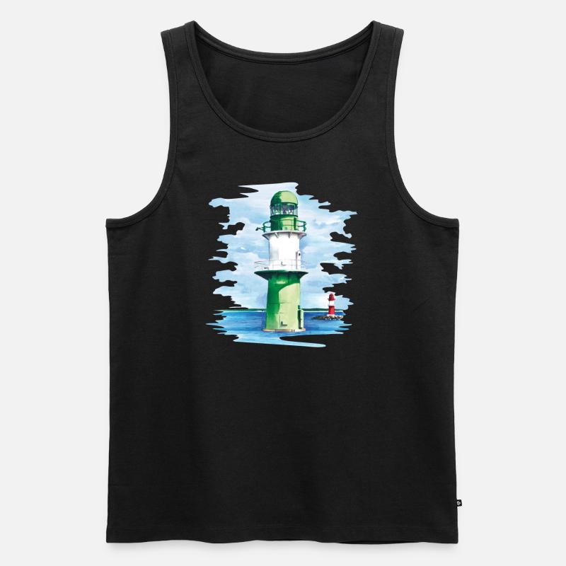 Warnemünde Leuchtturm - Männer Premium Bio Tank Top - Schwarz