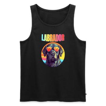 Cool Retro Labrador - Men's Premium Organic Tank Top - black - Front - Michal (187cm)