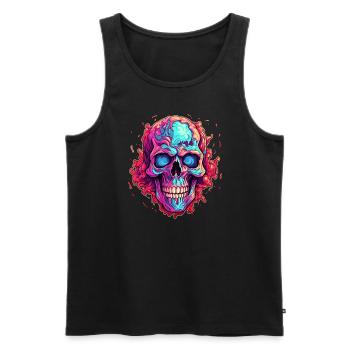Crazy Skull - Colorful Skull - Men's Premium Organic Tank Top - black - Front - AI Model Male 178 light (178cm)
