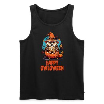 Owl Owl Funny Happy Owloween Owl Lover - Men's Premium Organic Tank Top - black - Front - Michal (187cm)