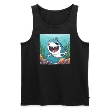 Requin - Débardeur bio Premium Homme - noir - Devant - Michal (187cm)