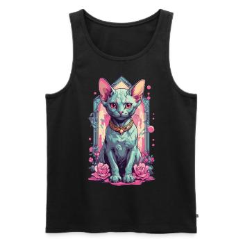 Sphynx chat Pastel Goth chat amant Design - Débardeur bio Premium Homme - noir - Devant - Michal (187cm)