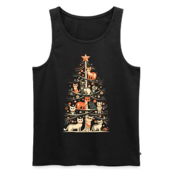 Katzen Tannenbaum Weihnachten Christbaum - Männer Premium Bio Tank Top - Schwarz - Vorne - Michal (187cm)