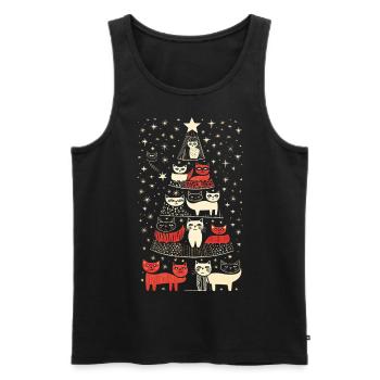 Katzen Tannenbaum Weihnachten Christbaum - Männer Premium Bio Tank Top - Schwarz - Vorne - Michal (187cm)