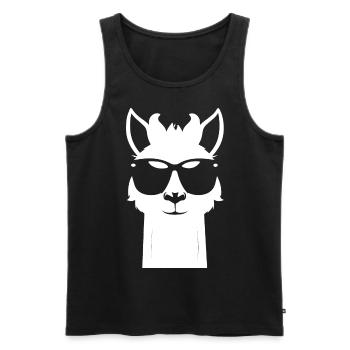 Lustiges Alpaka mit Sonnenbrille Coole Alpakas - Männer Premium Bio Tank Top - Schwarz - Vorne - Michal (187cm)