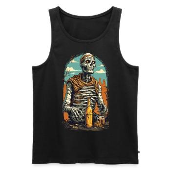 Mummy Skeleton Beer Halloween Retro Design - Men's Premium Organic Tank Top - black - Front - Michal (187cm)
