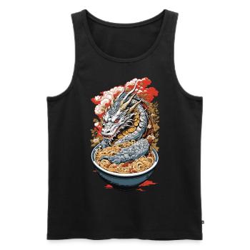 Ukiyo-E Retro Ramen Drache Tokyo Design - Männer Premium Bio Tank Top - Schwarz - Vorne - AI Model Male 178 light (178cm)