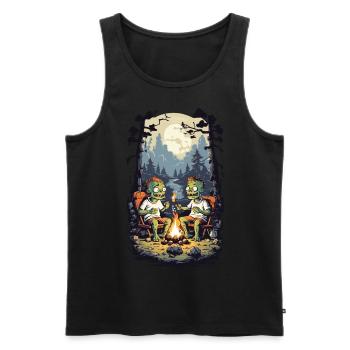 Zombies Campfire Halloween Cartoon Kids Design - Men's Premium Organic Tank Top - black - Front - Michal (187cm)