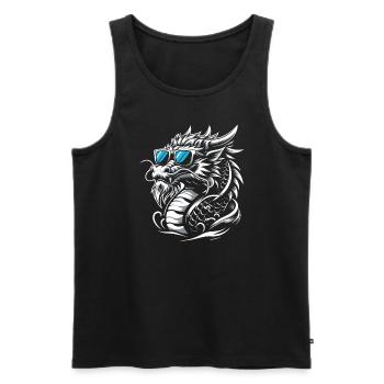 Cool Chinese dragon with sunglasses - Men's Premium Organic Tank Top - black - Front - Michal (187cm)