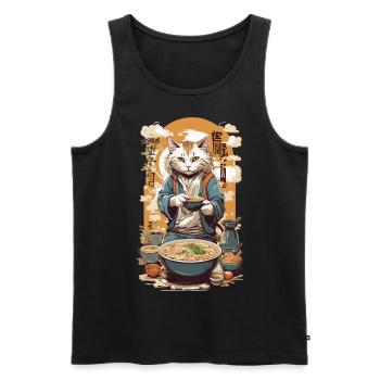 Cat Ramen Soups Love Kanji Style Poster Design - Men's Premium Organic Tank Top - black - Front - Michal (187cm)