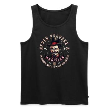 Ne provoquez jamais un magicien - dicton drôle et cool - Débardeur bio Premium Homme - noir - Devant - AI Model Male 178 light (178cm)