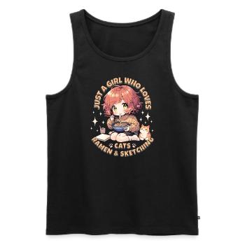 Just a Girl who loves cats, ramen and sketching - Men's Premium Organic Tank Top - black - Front - Michal (187cm)