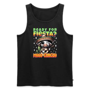 Chemise Fiesta avec jeu de mots amusant sur la vache - Mooo-chacho - Débardeur bio Premium Homme - noir - Devant - Michal (187cm)