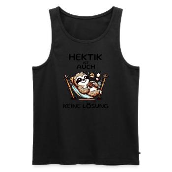 Hektik ist auch keine Lösung | Faultier T-Shirt - Männer Premium Bio Tank Top - Schwarz - Vorne - Michal (187cm)