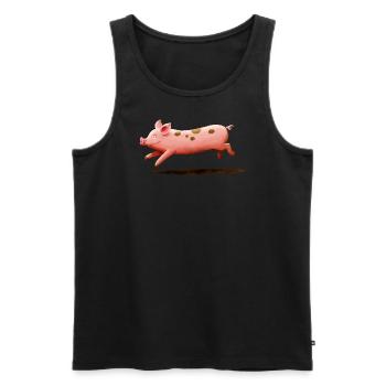 Cochon courant - Débardeur bio Premium Homme - noir - Devant - AI Model Male 178 light (178cm)