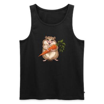 Fröhlicher Hamster mit Möhre - Männer Premium Bio Tank Top - Schwarz - Vorne - Michal (187cm)