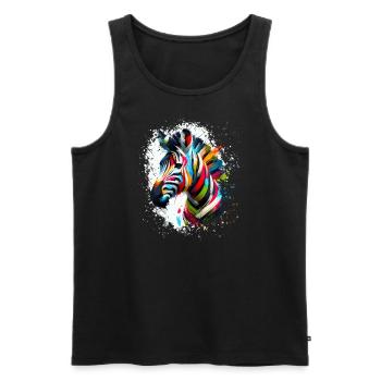 Buntes Zebra Kunstwerk Zebras - Männer Premium Bio Tank Top - Schwarz - Vorne - AI Model Male 178 light (178cm)