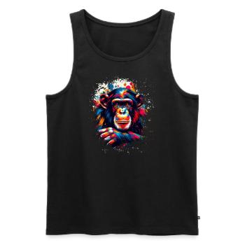 Bunter Schimpanse Kunstwerk Schimpansen - Männer Premium Bio Tank Top - Schwarz - Vorne - AI Model Male 178 light (178cm)