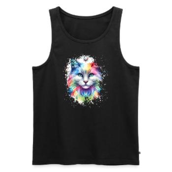 Chats colorés Oeuvre - Débardeur bio Premium Homme - noir - Devant - AI Model Male 178 light (178cm)
