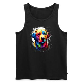 Bunter Hund Kunstwerk Labrador - Männer Premium Bio Tank Top - Schwarz - Vorne - AI Model Male 178 light (178cm)