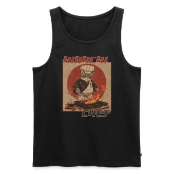 Hibachi Chef Cat, Ukiyo-e Style - Débardeur bio Premium Homme - noir - Devant - AI Model Male 178 light (178cm)