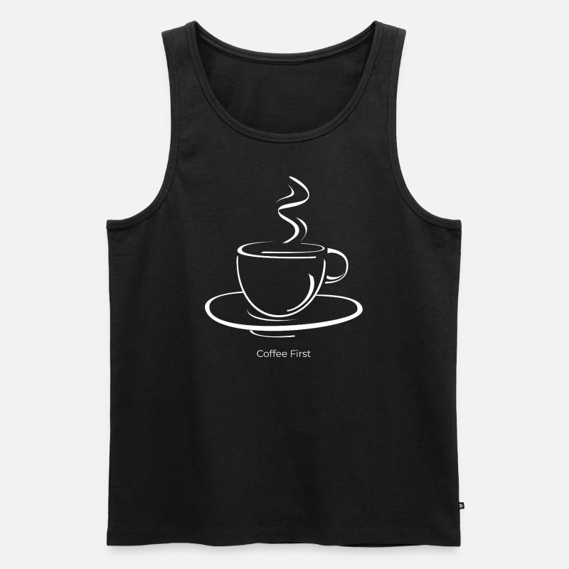 Coffee First Cup - Männer Premium Bio Tank Top - Schwarz