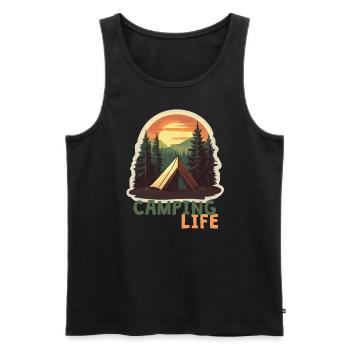 Camping Life - Men's Premium Organic Tank Top - black - Front - AI Model Male 178 light (178cm)