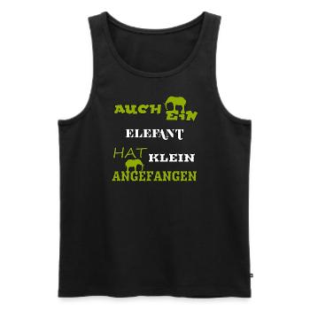 Auch ein Elefant hat klein Angefangen - Männer Premium Bio Tank Top - Schwarz - Vorne - Michal (187cm)