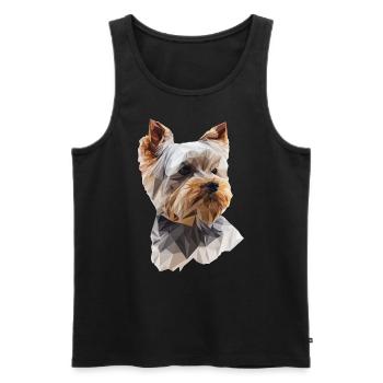 Stylischer Yorkie Look – Kunst für Hundefreunde - Männer Premium Bio Tank Top - Schwarz - Vorne - Michal (187cm)