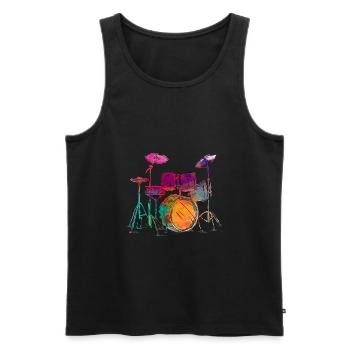 Water Color Style Drummer Drum Set Schlagzeuger - Men's Premium Organic Tank Top - black - Front - Michal (187cm)
