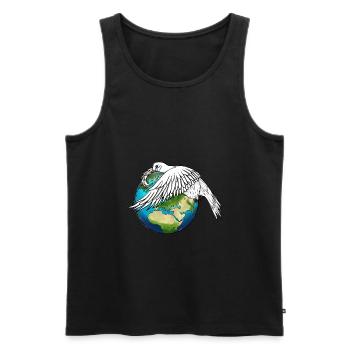 The Dove of Peace Weeps and Holds the Earth - Men's Premium Organic Tank Top - black - Front - AI Model Male 178 light (178cm)