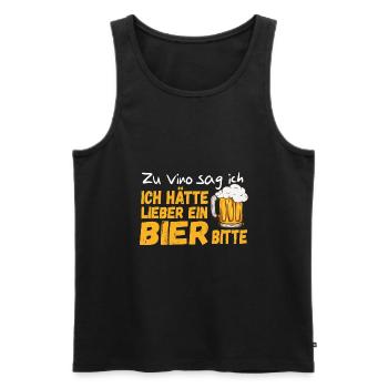 Lustiges Bier Zu Vino sag ich lieber 2 Bier Bitte - Männer Premium Bio Tank Top - Schwarz - Vorne - Michal (187cm)