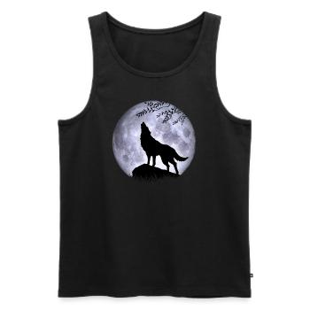 Wolf Full Moon Halloween Night Nightmare Nightmare - Men's Premium Organic Tank Top - black - Front - AI Model Male 178 light (178cm)