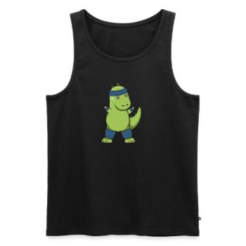 Dinosaurier workout fitness Geschenk idee dino gym - Männer Premium Bio Tank Top - Schwarz - Vorne - AI Model Male 178 light (178cm)