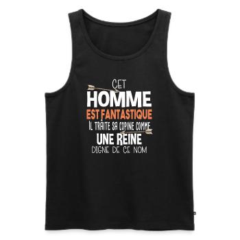 Homme Fantastique Reine Couple Cadeau Amour Humour - Débardeur bio Premium Homme - noir - Devant - Michal (187cm)
