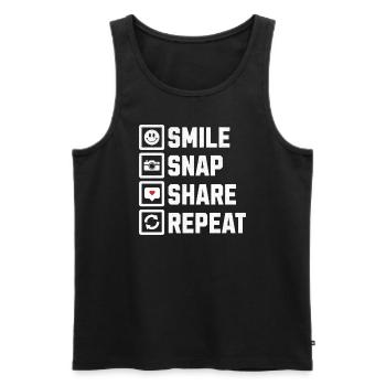 Eat Sleep Photography Repeat - Fotograf - Männer Premium Bio Tank Top - Schwarz - Vorne - Michal (187cm)