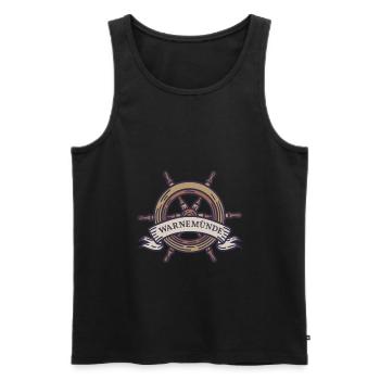 Steuerrad Warnemünde Ostsee mit Leuchtturm - Männer Premium Bio Tank Top - Schwarz - Vorne - Michal (187cm)