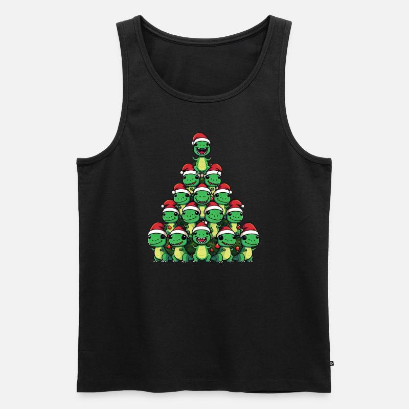 Weihnachts-Dinosaurier - T-Rex feiert unterm - Männer Premium Bio Tank Top - Schwarz