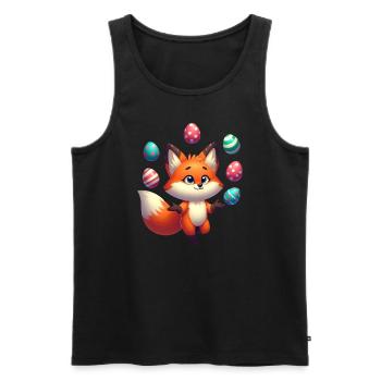 Juggling red fox with Easter eggs - Men's Premium Organic Tank Top - black - Front - Michal (187cm)