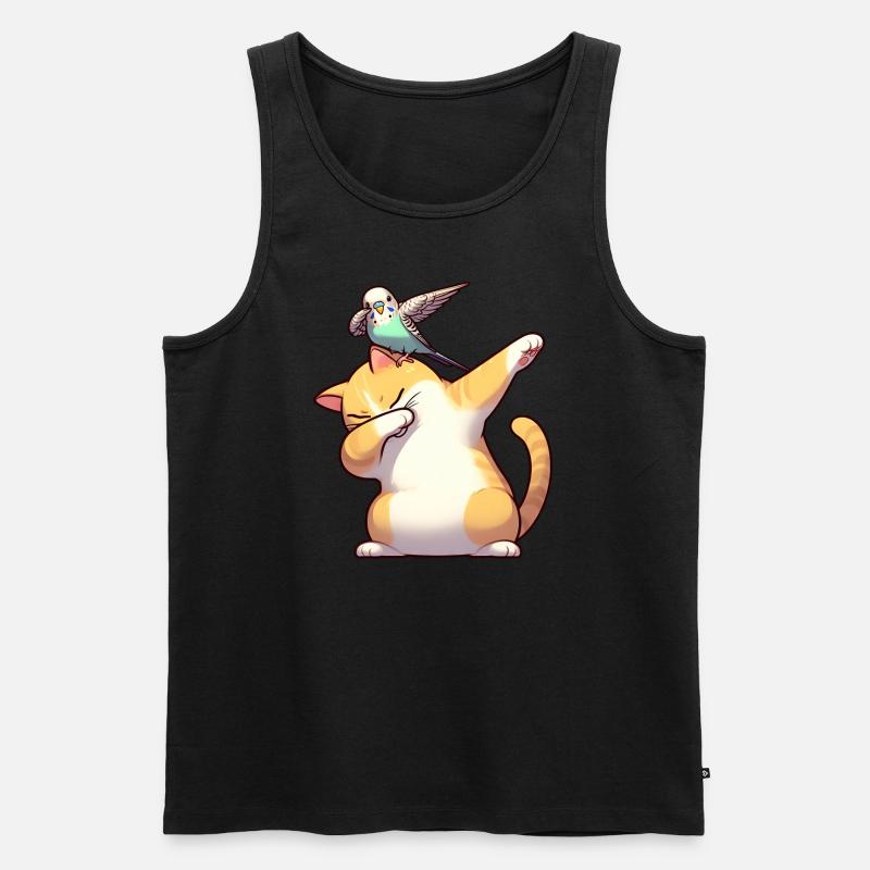 Chat et perruche dabbing mignon - Débardeur bio Premium Homme - noir
