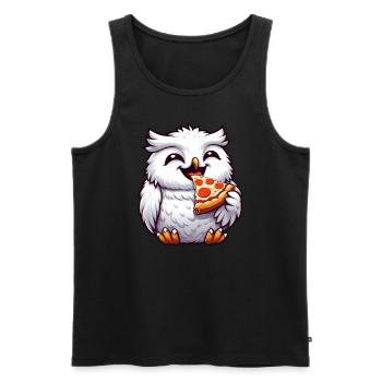 Eule Schneeeule Pizza Pizzaliebhaber - Männer Premium Bio Tank Top - Schwarz - Vorne - AI Model Male 178 light (178cm)