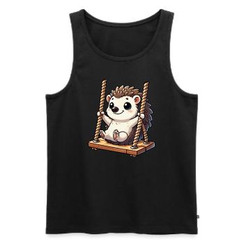 Süßer Igel Schaukeln Spielplatz Kinder Spaß - Männer Premium Bio Tank Top - Schwarz - Vorne - AI Model Male 178 light (178cm)