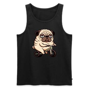 Lustiger Mops Hund auf Fahrrad Dreirad Laufrad - Männer Premium Bio Tank Top - Schwarz - Vorne - Michal (187cm)