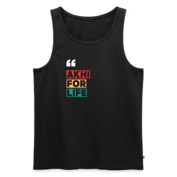 Akhi for Life - Männer Premium Bio Tank Top - Schwarz - Vorne - Michal (187cm)