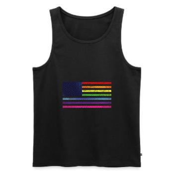 Pride USA Vintage Open - Männer Premium Bio Tank Top - Schwarz - Vorne - Michal (187cm)