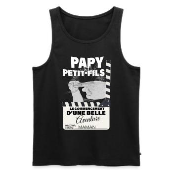 Papy et fils Belle Aventure Cadeau Naissance - Débardeur bio Premium Homme - noir - Devant - Michal (187cm)
